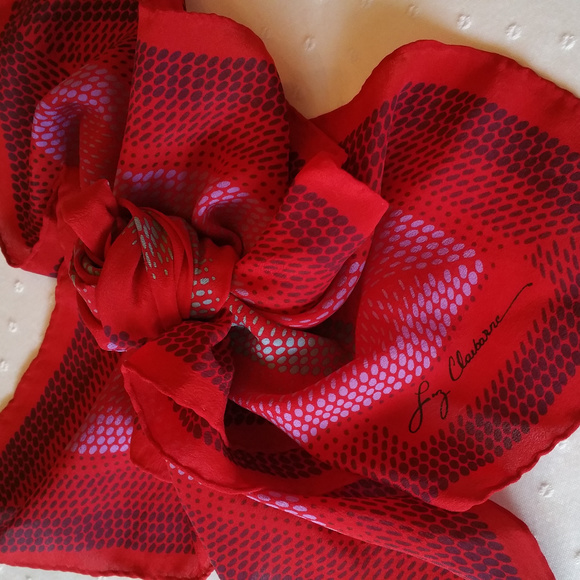 Vintage 80's Red Geometric Design Scarf - Picture 5 of 5